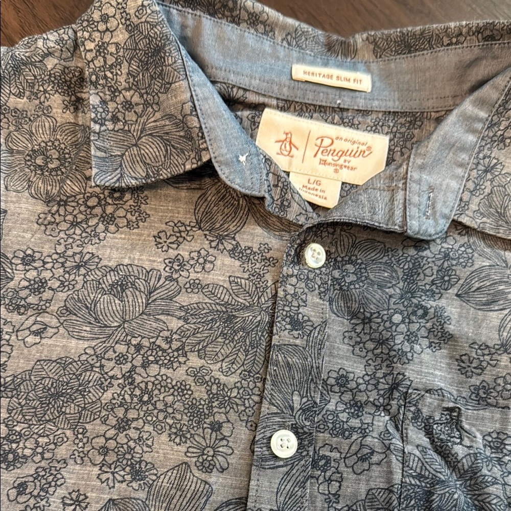 Original Penguin Navy Floral Shirt L